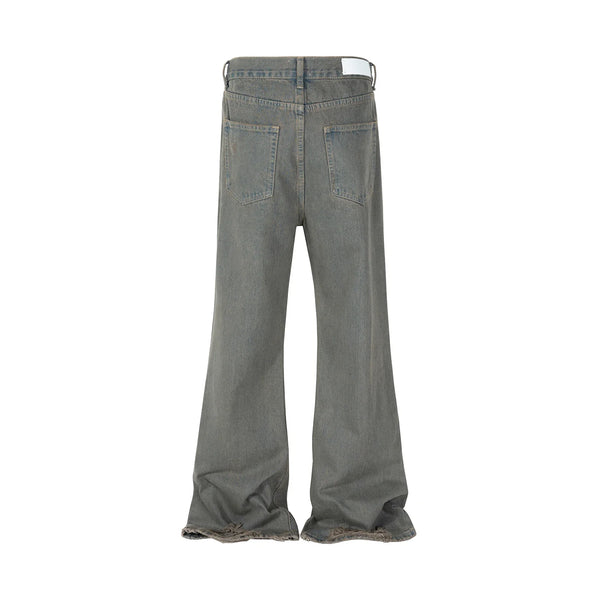 grey green damaged micro flared jeans mens straight streetwear y2k ropa hombre baggy denim trousers oversized casual cargo pants multi-pocket cargos