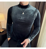 Trapwear Graphic tee – Turtleneck Stretch Slim Fit T Shirt Men Long Sleeve Thicken