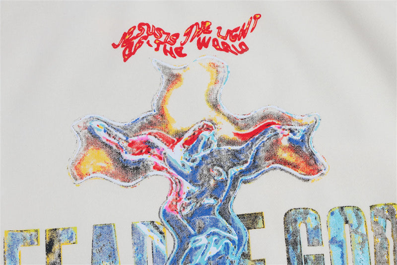 RRR123 Brand FASHION Jerry Same High-Street Print Gospel Cross Cotton Casual Long-Sleeved Roundneck Sweatshirt Pullover