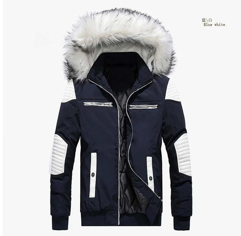 2024 Winter Warm Gradient Parkas Men Women Streetwear Thick Jackets Coat Fashion Harajuku Hoody Fur Collar Coats