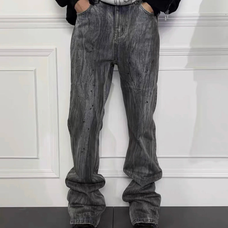 bamboo joint dirty dyed micro flared jeans for men streetwear washed pantalon homme boom cut denim trousers y2k baggy cargos baggy cargo bottoms