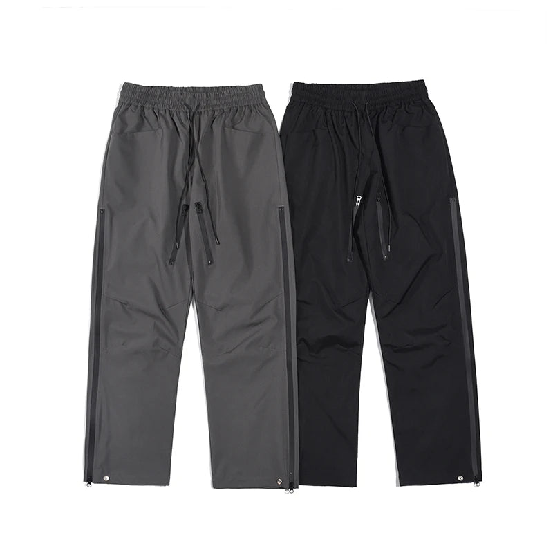 retro hip hop drawstring back zipper breathable casual trousers mens straight solid color vibe style oversized track pants unique default style 426