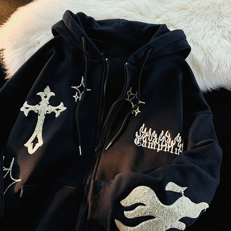 retro graphic hoodie, high-street urban outfit for cozy layering in cold seasons, mens fashion layer for modern streetwear co