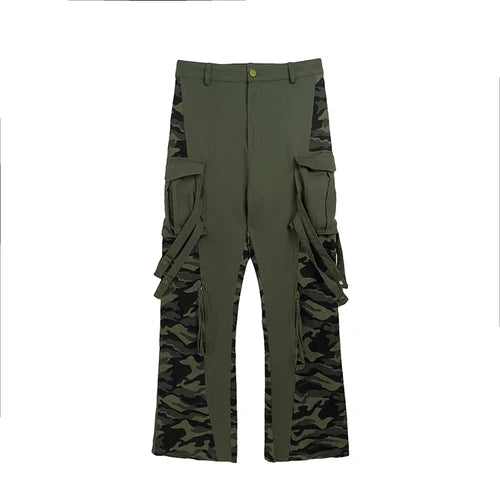 men patchwork camouflage cargo pants streetwear side pockets harajuku joggers unisex hip hop baggy loose straight flare trousers unique joggers style 2836
