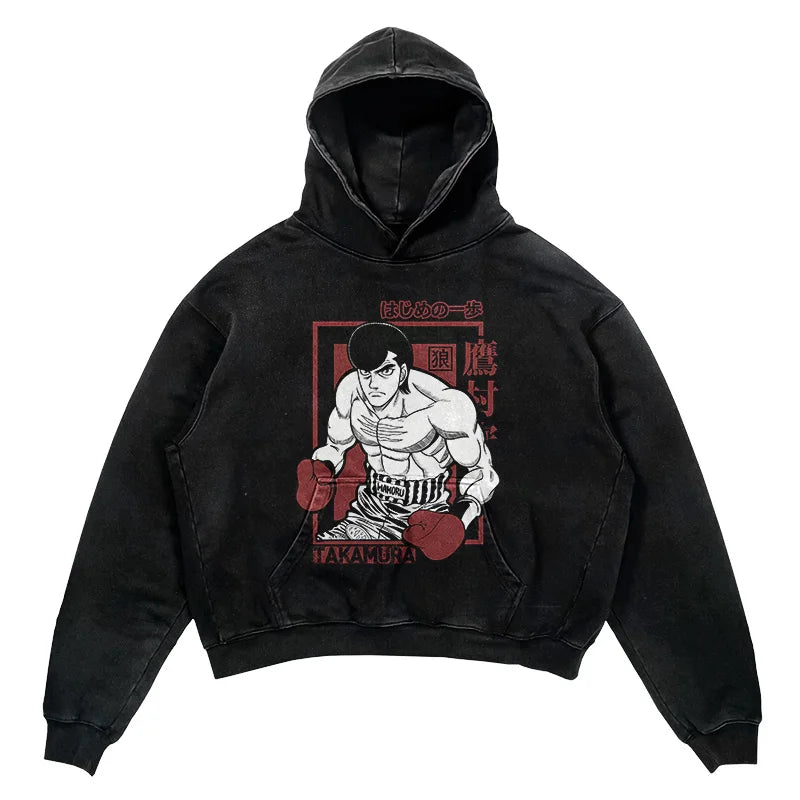 2024 Men Spring Hoodie Retro Japanese Anime Graphic Hoodies Boxer Hip