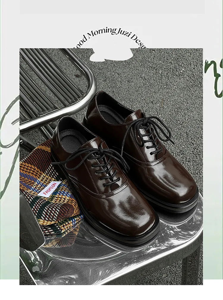 Commute Business Casual Derby Shoes Men Women Streetwear Fashion Hip Hop PU Leather Shoes Couple Shoe