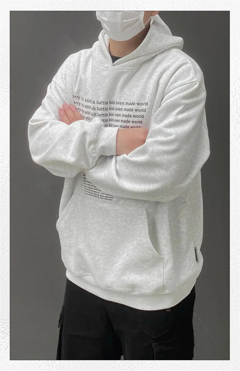 Oversized Urban Half Zip Hoodie – Autumn Mens Y2K Letter Printed Goth Hoodies New American Streetwear Hooded Sweatshirts Hip Hop Fashion Pullover Retro Hoody | Zip Knit Drop #145
