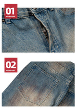 vintage blue dirty baggy jeans men hi street straight denim pants streetwear hip hop loose jeans trousers unique jeans style 1434