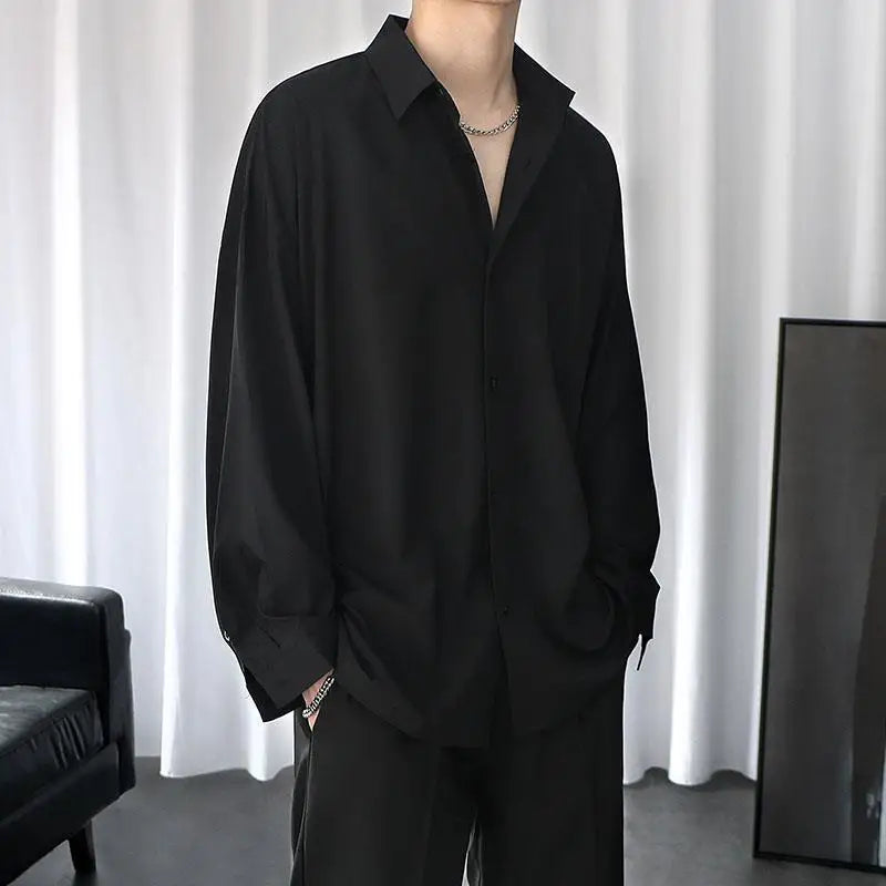 2023 Spring New Light Luxury Fashion Shirt Men Korean Version Long-sleeved Loose Casual Men Clothing Boutique Clothing
