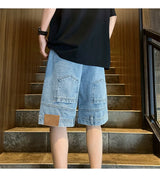 High Street Denim Short Retro Blue Jeans Summer New Men's Baggy Shorts Y2k Oversize Clothes Unisex Jeans