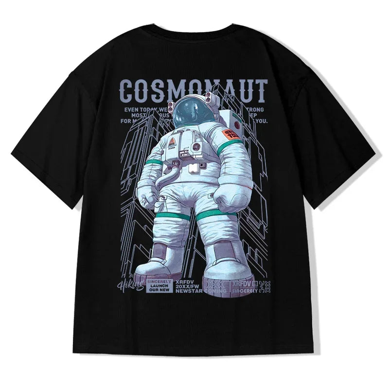 Y2k Tribal flames – Mens Funny Cosmonaut Graphic Printed T Shirt 2025 Summer