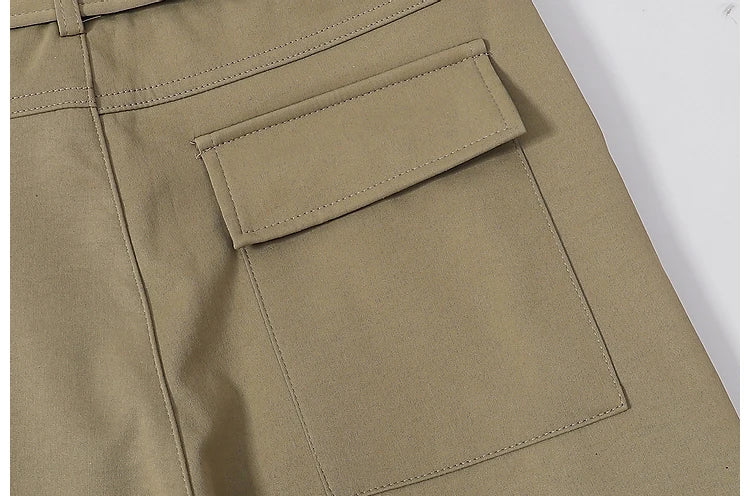 fashion cargo pants adjustable belts waist with side pockets joggers streetwear pant unisex casual loose straight baggy trousers unique joggers style 379
