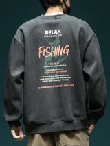 Autumn Funny Fishing Graphic Print Sweatshirts For Men High Street Let
