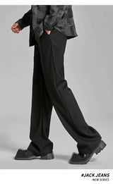 extended length edition men streetwear fashion hip hop vibe straight black pant casual business suit long pants trousers unique default style 1751