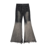 black gray gradient slim jeans floor mop flared pants high street new trendy fashionable hip hop washed vintage mens jean pants unique jeans style 912