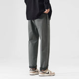 japanese casual pants mens spring autumn loose fashion solid color simple elastic waist sports pants man harem trousers clean everyday pants