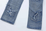 2024 ripped jeans high street straight trousers destroyed hole baggy denim pants vintage retro hip hop unique jeans style 420