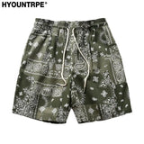 Mens Paisley Printed Shorts Hip Hop Loose Elastic Waist Sweat Shorts Casual Harajuku Drawstring Streetwear Sportswear Joggers