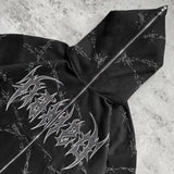 2024 European and American style loose men's zipper sweatshirt trend ins retro printed long-sleeved hooded jacket top
