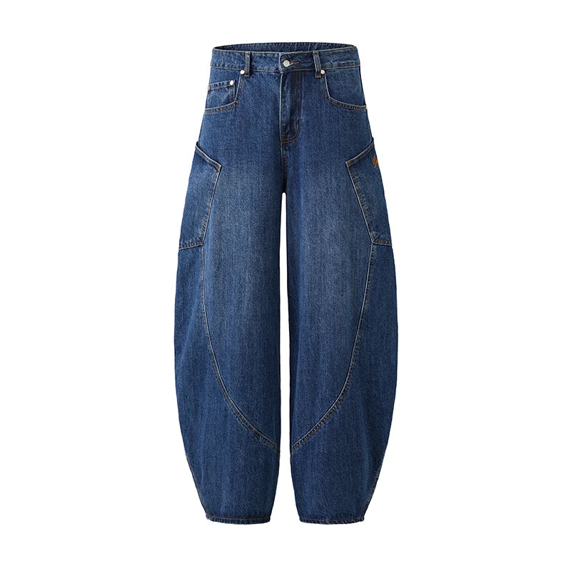 men women streetwear fashion vintage loose casual wide leg denim cargo baggy jeans pants cityboy harem trousers unique cargo style 1408