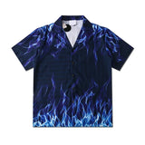 Dark Icon Blue Flame Polo Shirt Men Summer Light Weight Material Hawaiian Shirts Streetwear Men's Shirt
