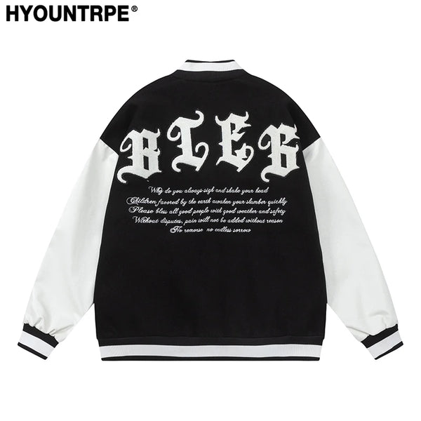 mens embroidery baseball jackets and coats casual single button patchwork hip hop streetwear warm bomber jacket outerwear bla - variant style f32ae0 for streetwear fashion