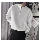 Spring Autumn Korean Casual Fashion Zipper Sweatshirt Man Business Loose All Match Male Pullover Tops Solid Streetwear Clothes