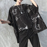 Sadcore Vintage print – Mens T Shirt Irregular Bat Sleeve Cape T Shirt Fashion Perso