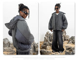 Double zippered hooded down jacket
