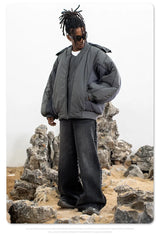 Double zippered hooded down jacket