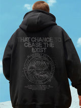 Wave Graphics Letter Print Loose Casual Fleece Hoodies For Men Autumn