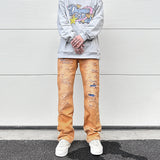 american high street washed torn jean mens y2k baggy ripped jeans cat whisker patch straight tube casual pants jeans hip hop unique jeans style 810