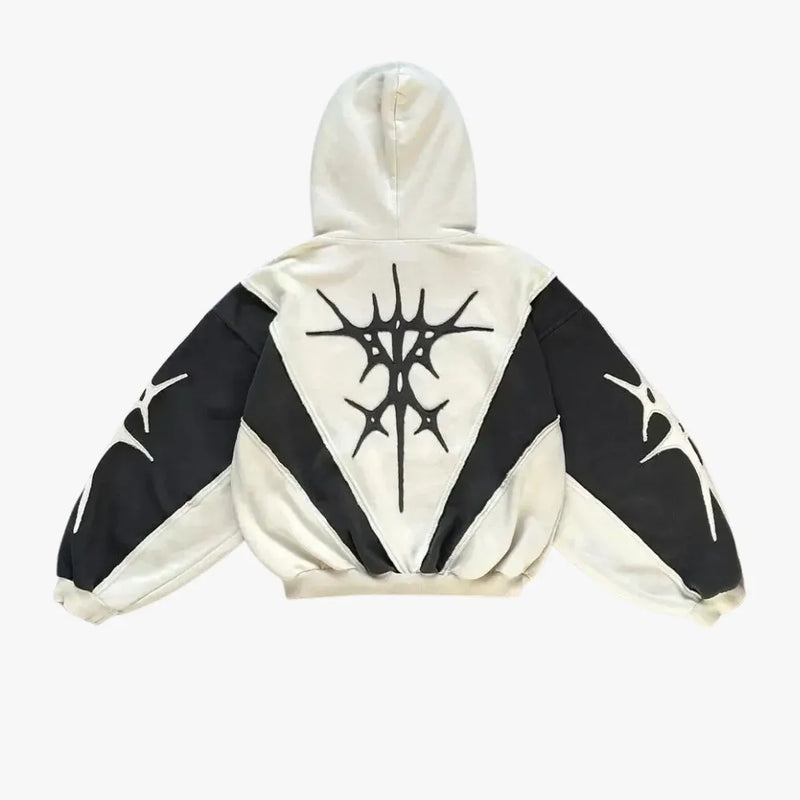 Skatercore Fit – Y2K Gothic Hoodie Loose Splicing Hoodies Women Geometric – Streetwear Fashion for Men & Women
