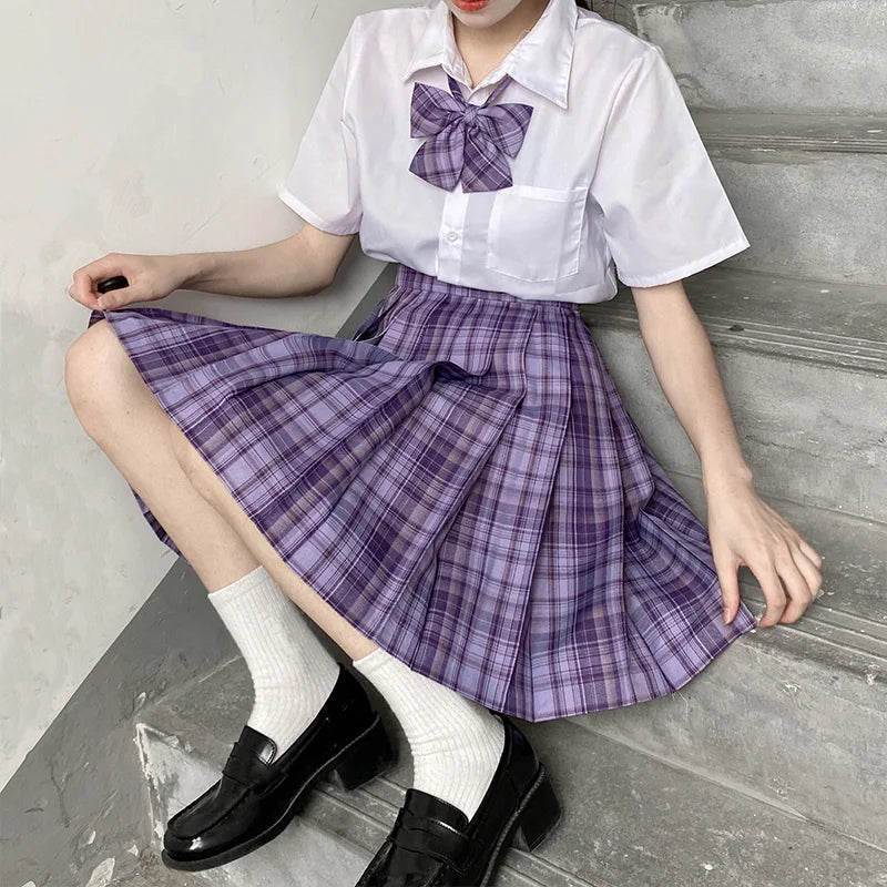 Jk Uniforms Gyaru School Uniform for Girl Student Pleated Skirt Uniform Set Women Short Sleeve Bow Tie Seifuku Japanese Style