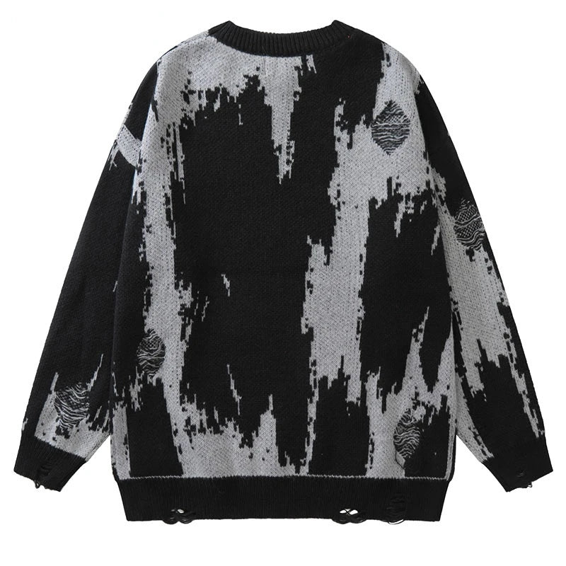 varsity flame pullover for men with bold graphic knit design, perfect for 2025 fashion, street fashion menswear trend for sea