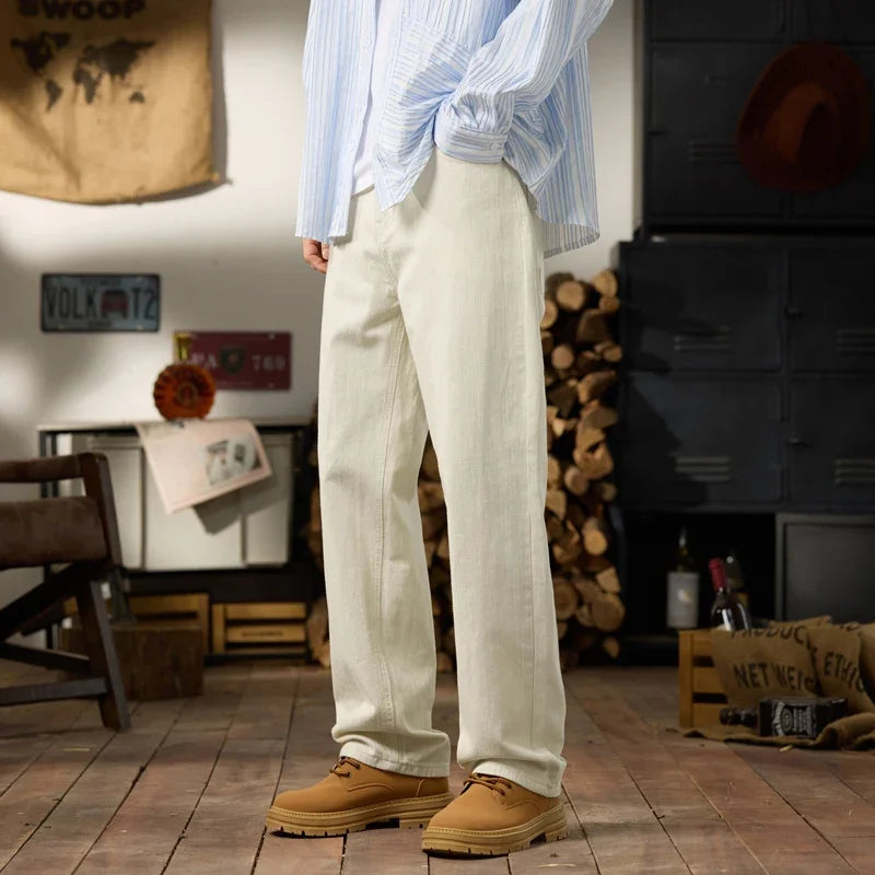 men classic fashion vintage casual loose plus size 28 42 straight white soft denim jeans pant cityboy jeans long trousers man unique jeans style 2125