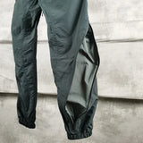 nylon deconstructed zipper up splicing cargo pant for mens black overalls streetwear function bilayer slim fit joggers pants unique joggers style 1388