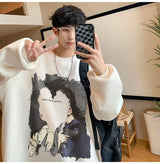 Mens Oversized Love No Watting Letter Graphic Sweatshirts 2025 Korean