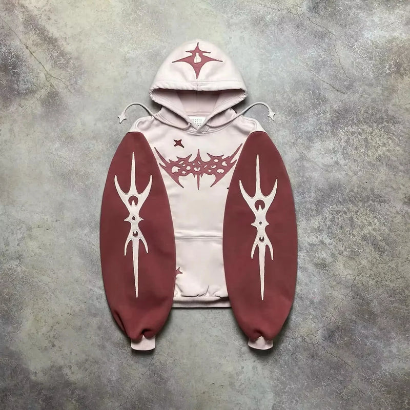 Street Y2K New Stitching Patch Pullover Hoodie Women Harajuku Hip Hop