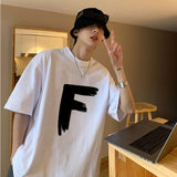 Trapwear Aesthetic piece – Korean Design Letter Pattern Short Sleeved T Shirt For Men A