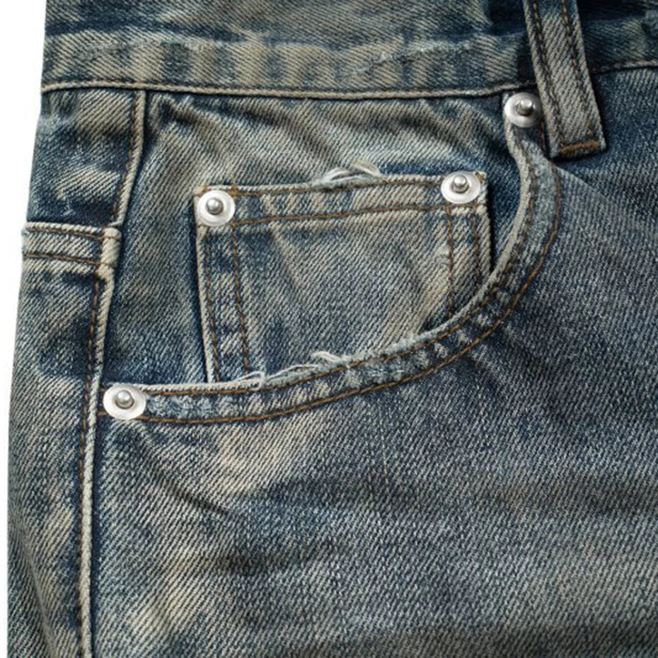 vintage men jeans blue baggy denim pants dirty washed retro loose straight jeans trousers urban skinny jeans