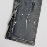 bottom zipper destroyed jeans skinny jeans ripped slim men biker jeans fashion graffiti printed streetwear hip hop pants joggers unique joggers style 643
