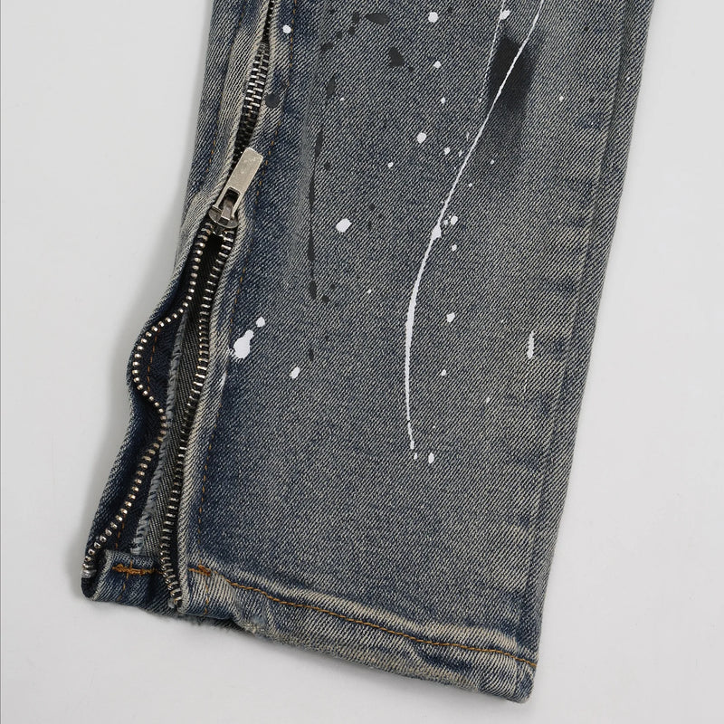 bottom zipper destroyed jeans skinny jeans ripped slim men biker jeans fashion graffiti printed streetwear hip hop pants joggers unique joggers style 643