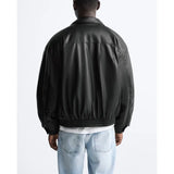 American high street PU imitation leather lapel cotton jacket autumn warm jacket men