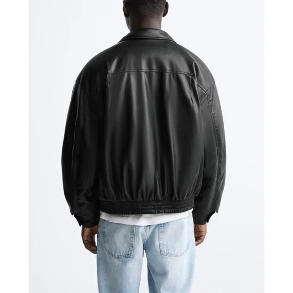 American high street PU imitation leather lapel cotton jacket autumn warm jacket men