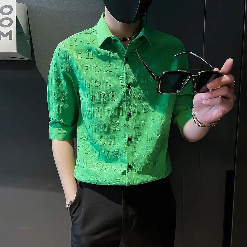2023 Summer New Fashion Shirt Men's Short Sleeve Cardigan Casual Shirt Thin Section Men's Korean Short Sleeve Clothes