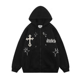 Gothic Embroidery Hoodies Women Retro Harajuku Hip Hop Jacket High Str