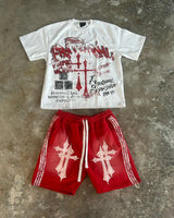Gothic Graphic tee – Y2K Streetwear Brand Cross Pattern Printed Oversized T Shirt