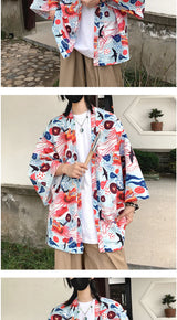 Japanese Style Men's Lightweight Kimono Jacket Dragon Print Kimono Cardigan New Arrival Street Shirt Harajuku Kimono Couple Tops