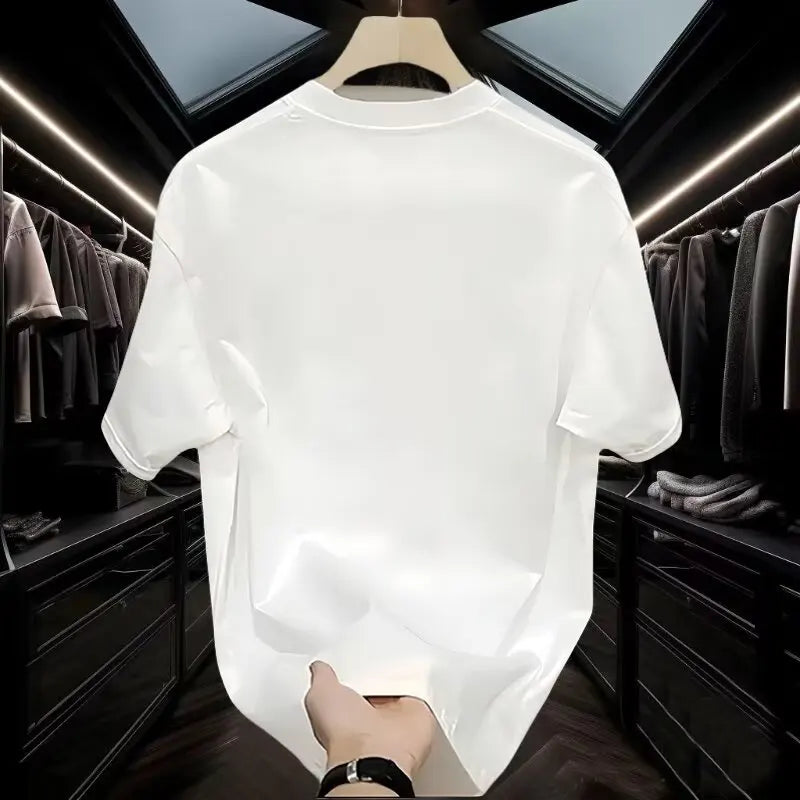 Harajuku Chrome logo – Summer Mens 100 Cotton T Shirt Oversized Loose White Printed